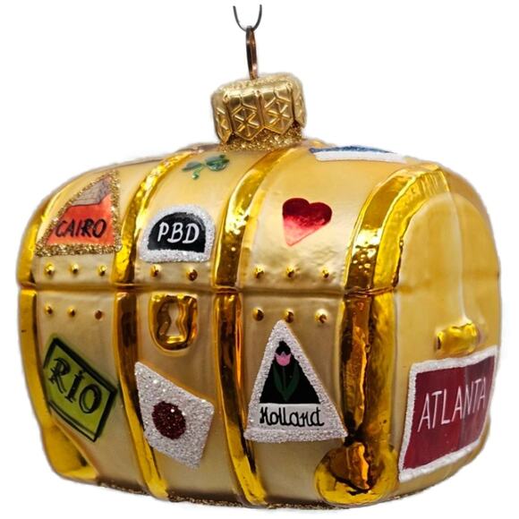 Patricia Breen Bon Voyage Gold Atlanta Cairo Rio Travel Christmas Tree Ornament - Picture 3 of 11